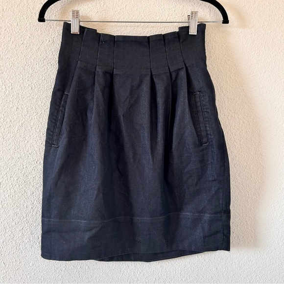Massimo vintage Paper Bag Skirt Dark Blue Women Size 2 - Picture 1 of 7